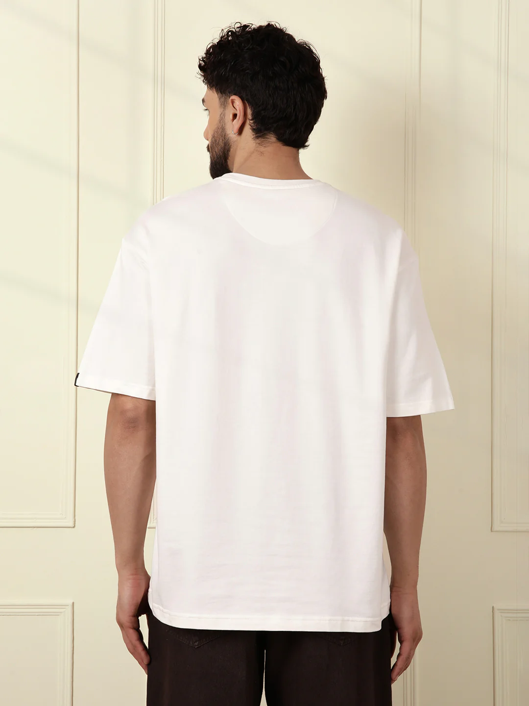 Heavy GSM Placement Print T-Shirt  | Off White - Image 5