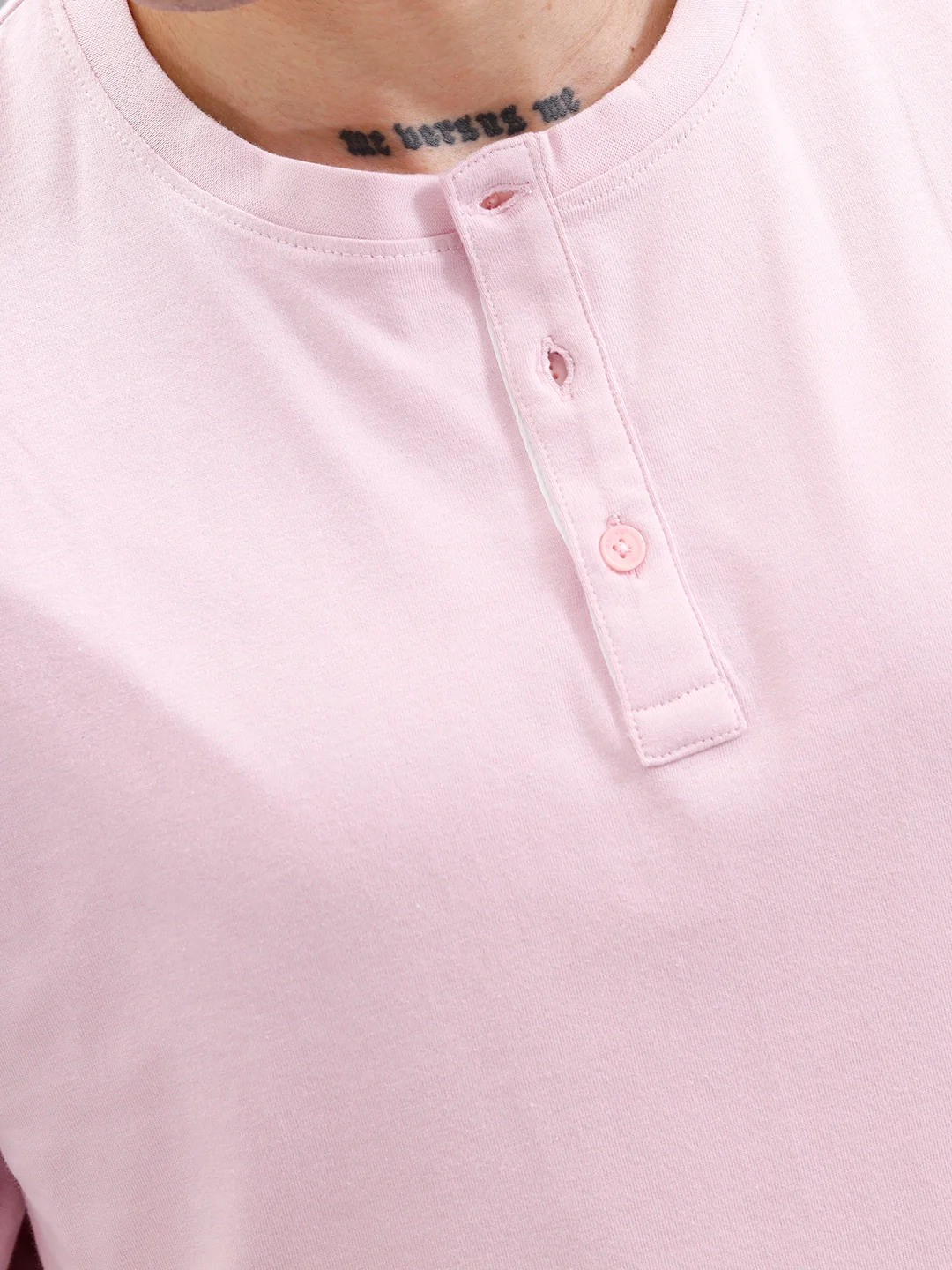 Wrogn Classic Henley T-Shirt For Men's | Pink - Image 5