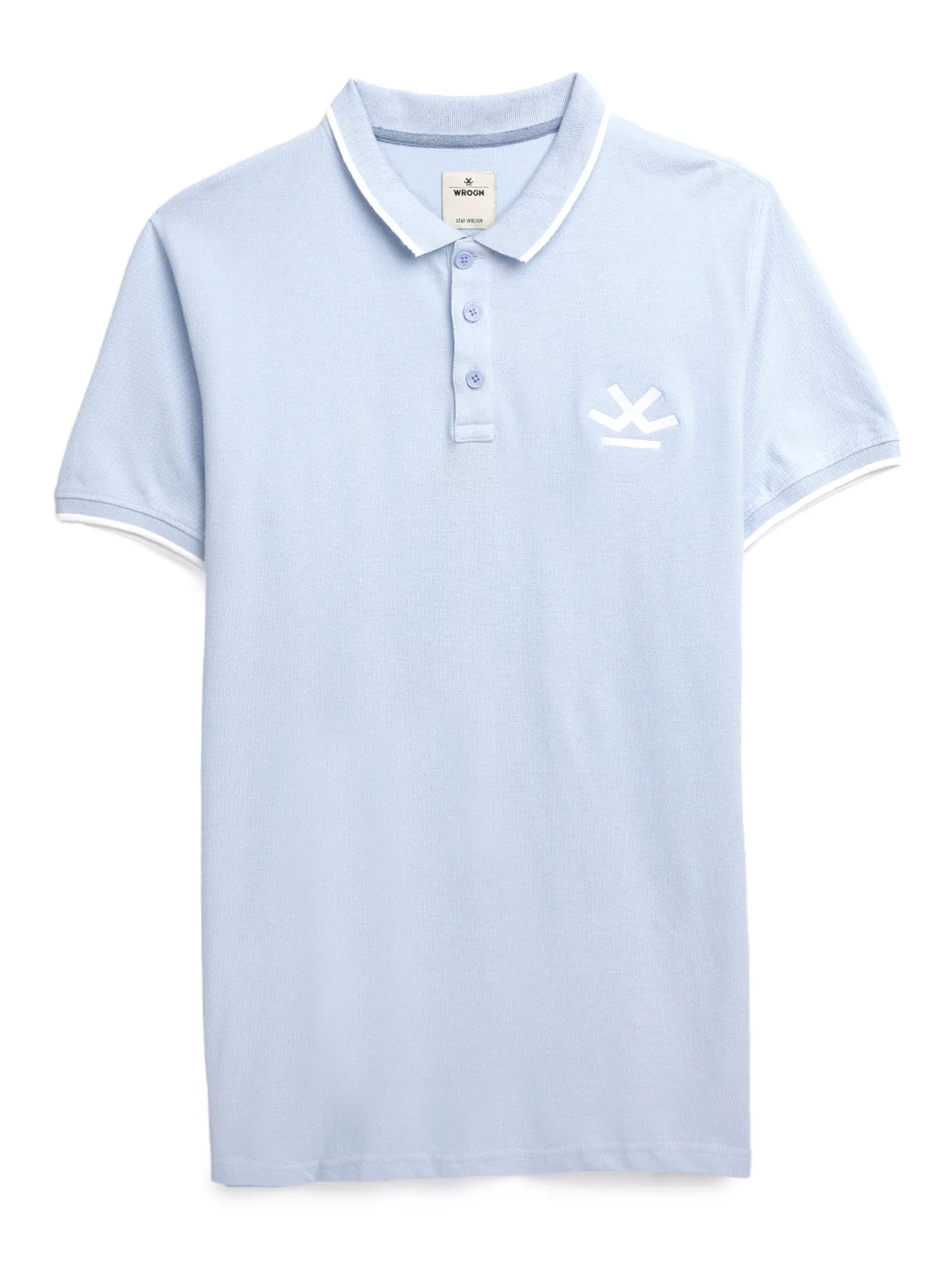 Solid Blue Logo Embroidered Polo T-Shirt - Image 6