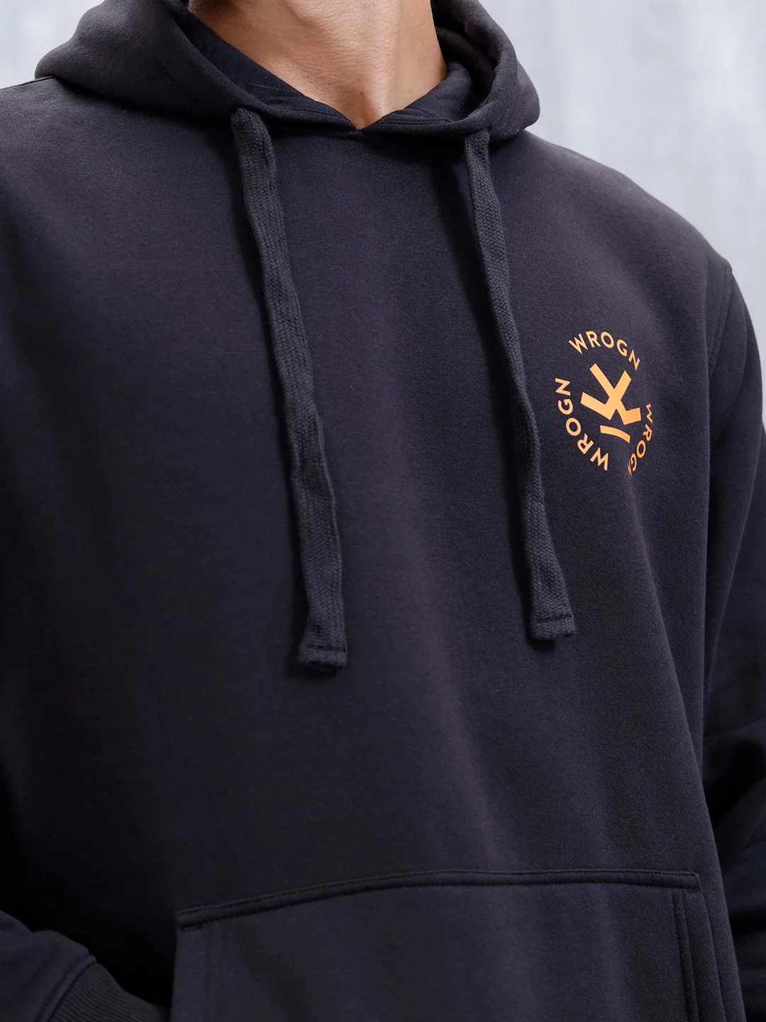 Wrogn Comfort Fit Graphic Hoodie Sweatshirt | Black - Image 5