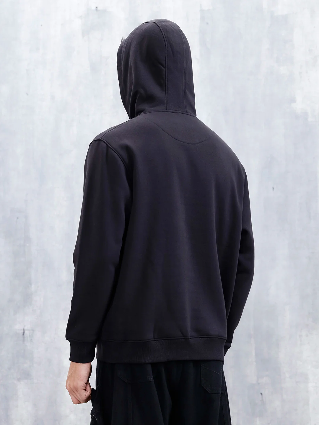 Wrogn Comfort Fit Graphic Hoodie Sweatshirt For Men | Black - Image 3