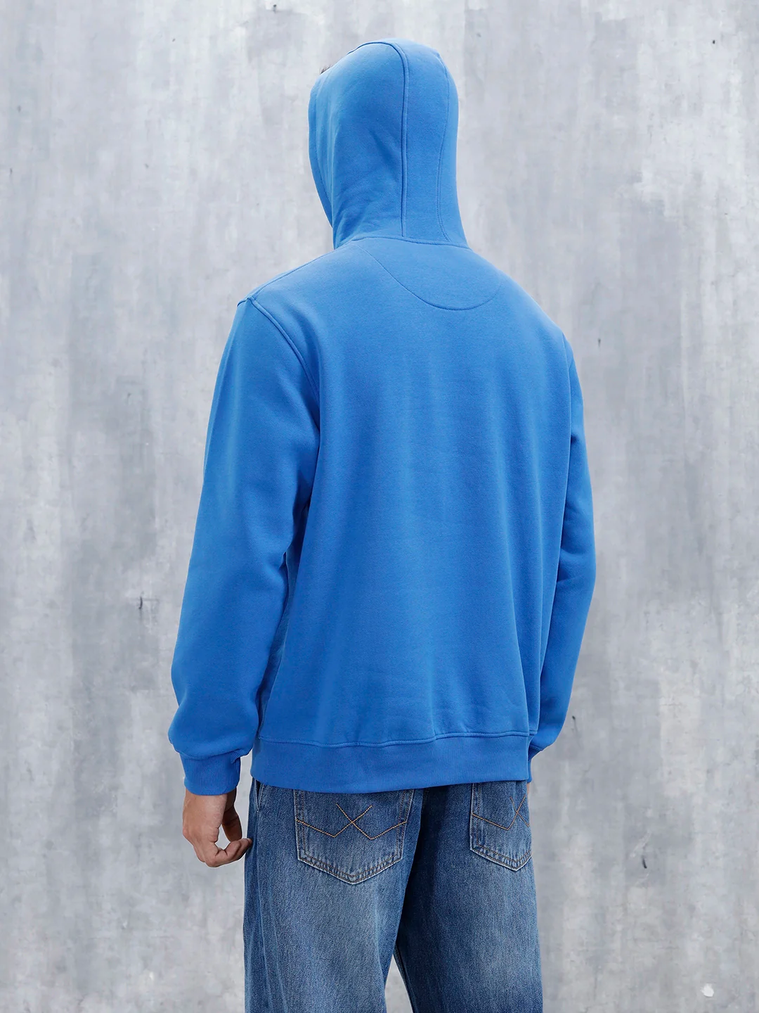 Wrogn Comfort Fit Graphic Hoodie Sweatshirt For Men | Blue - Image 3