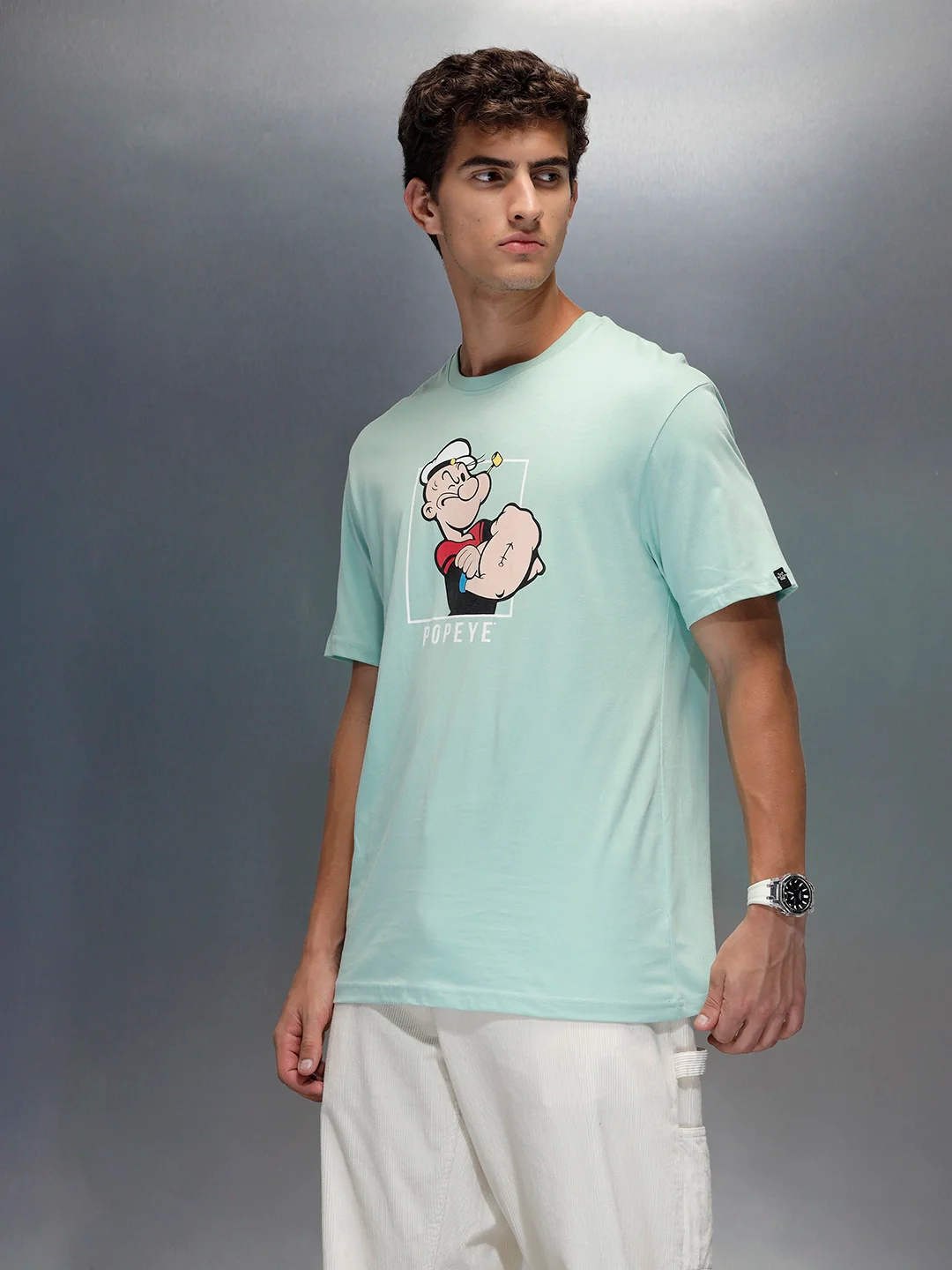 Wrogn Comfort Fit Graphic Printed T-Shirt | Light Green - Image 4