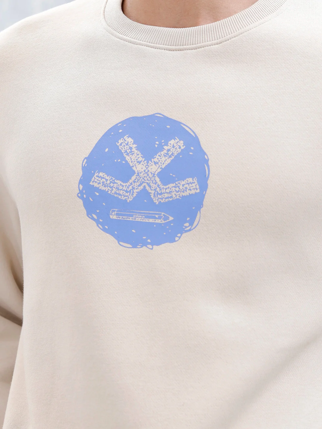 Wrogn Comfort Fit Graphic Sweatshirt For Men | Beige - Image 5