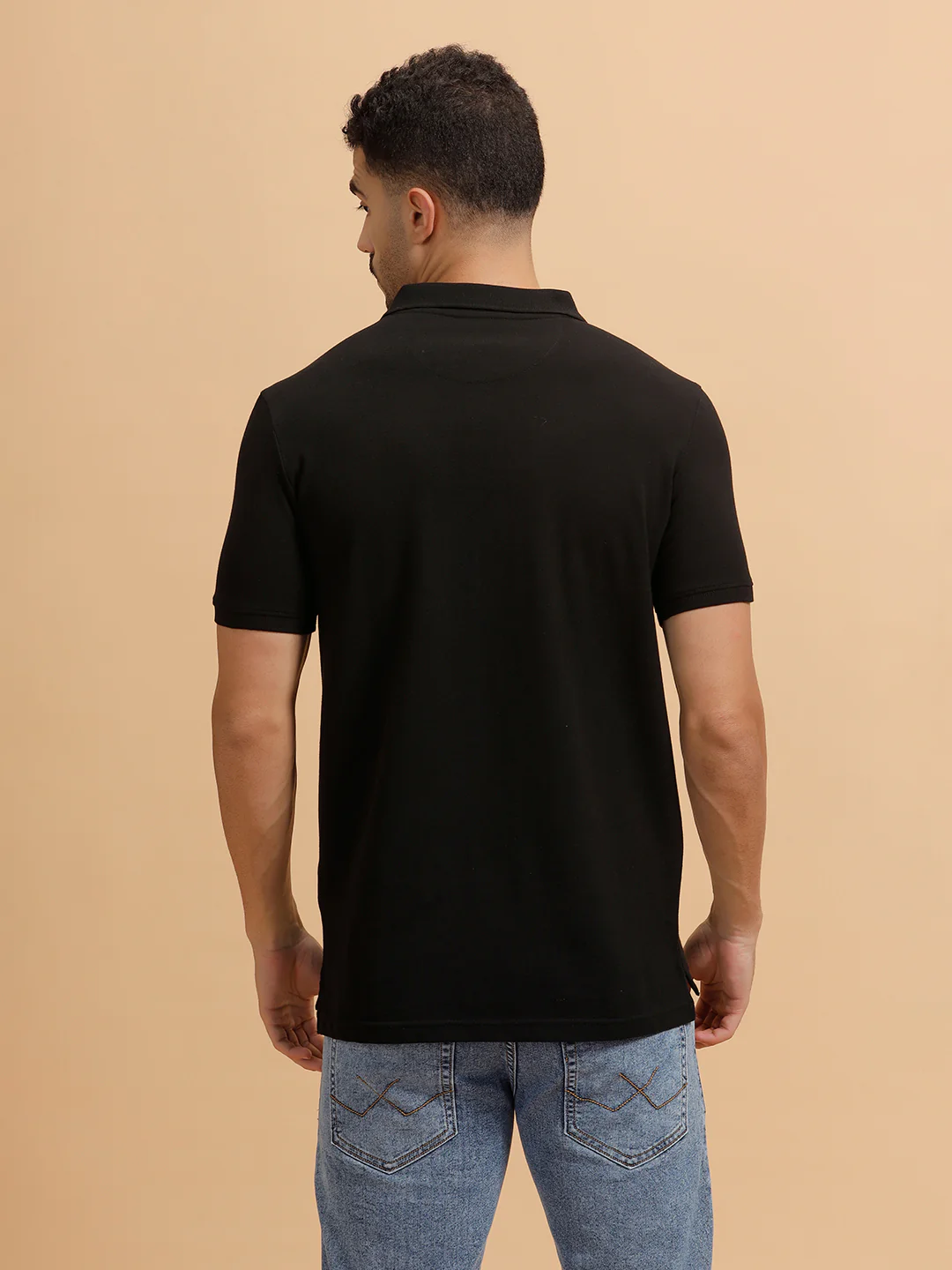 Wrogn Crest Print Polo T-Shirt | Black - Image 3