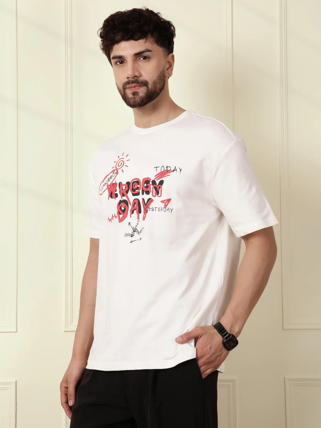 Puff Print Oversized T-Shirt | Off White - Image 5