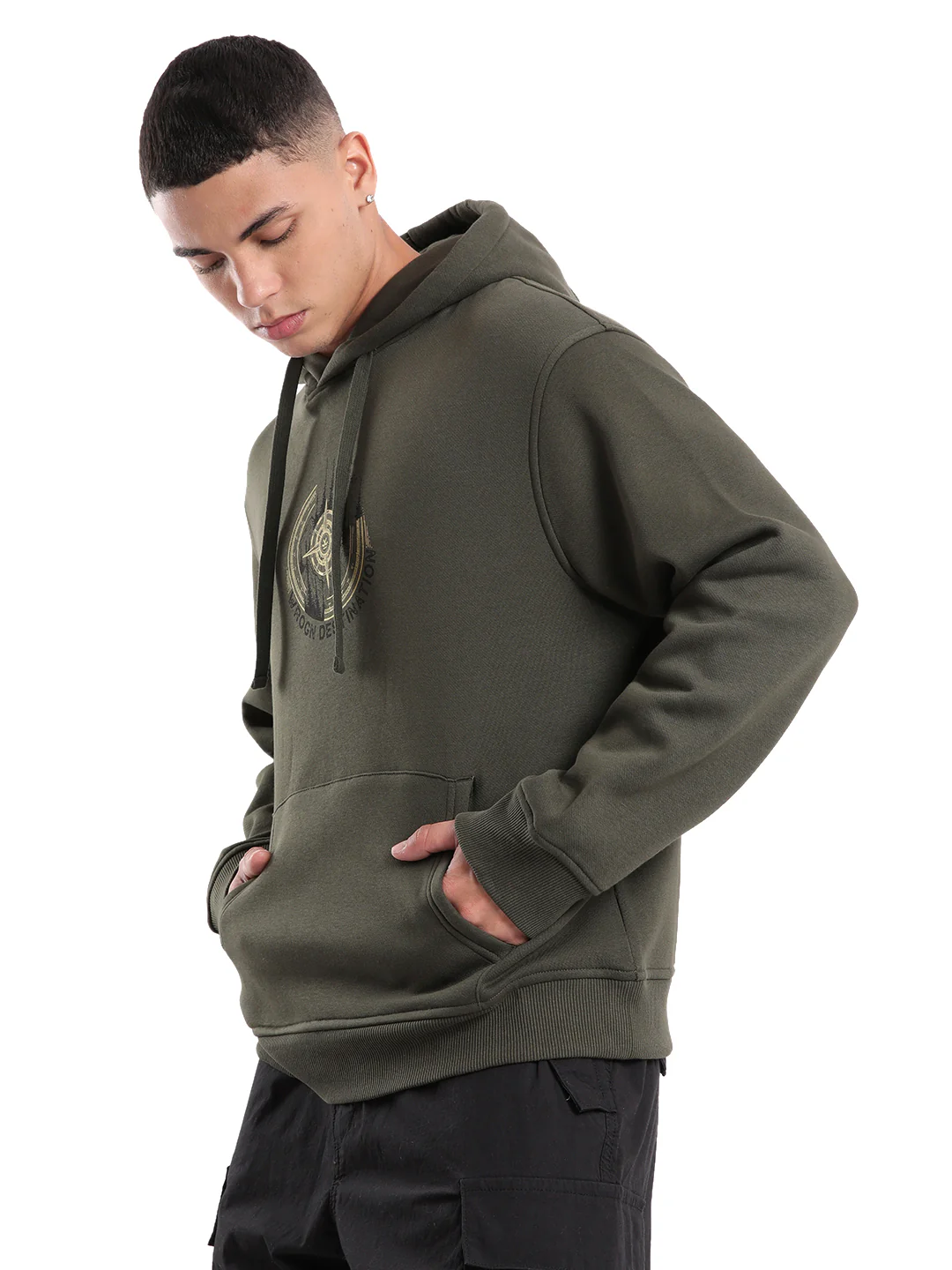 Wrogn Destination Olive Hoodie - Image 4