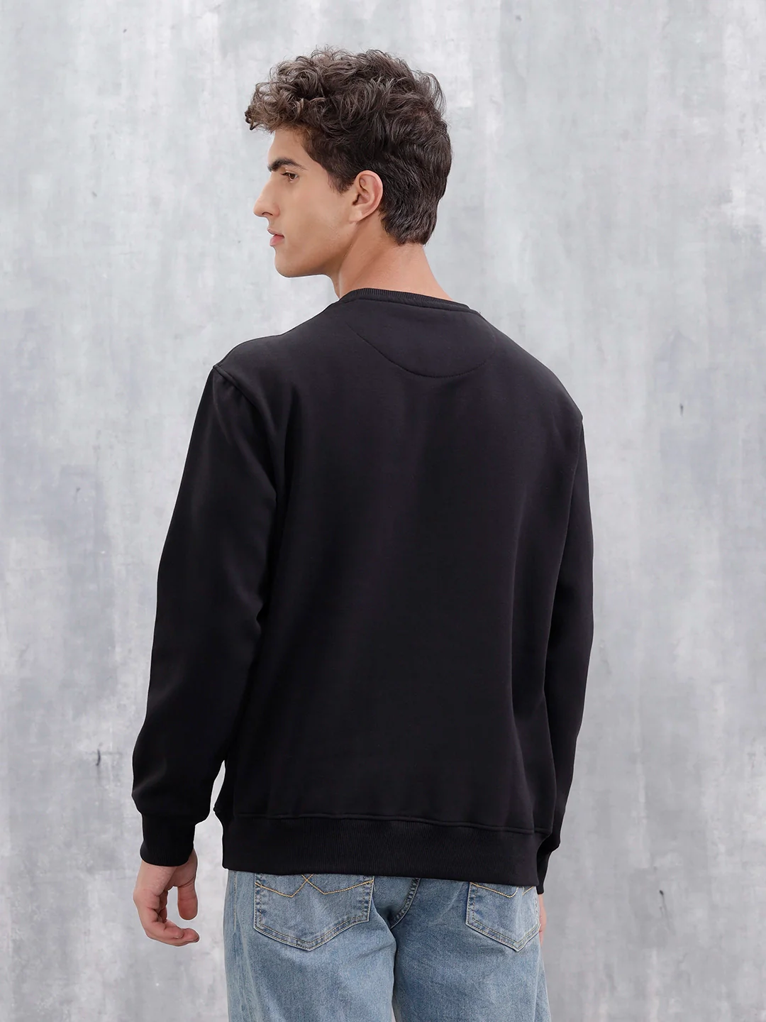 Wrogn Graphic Printed Comfort Fit Sweatshirt | Black - Image 5