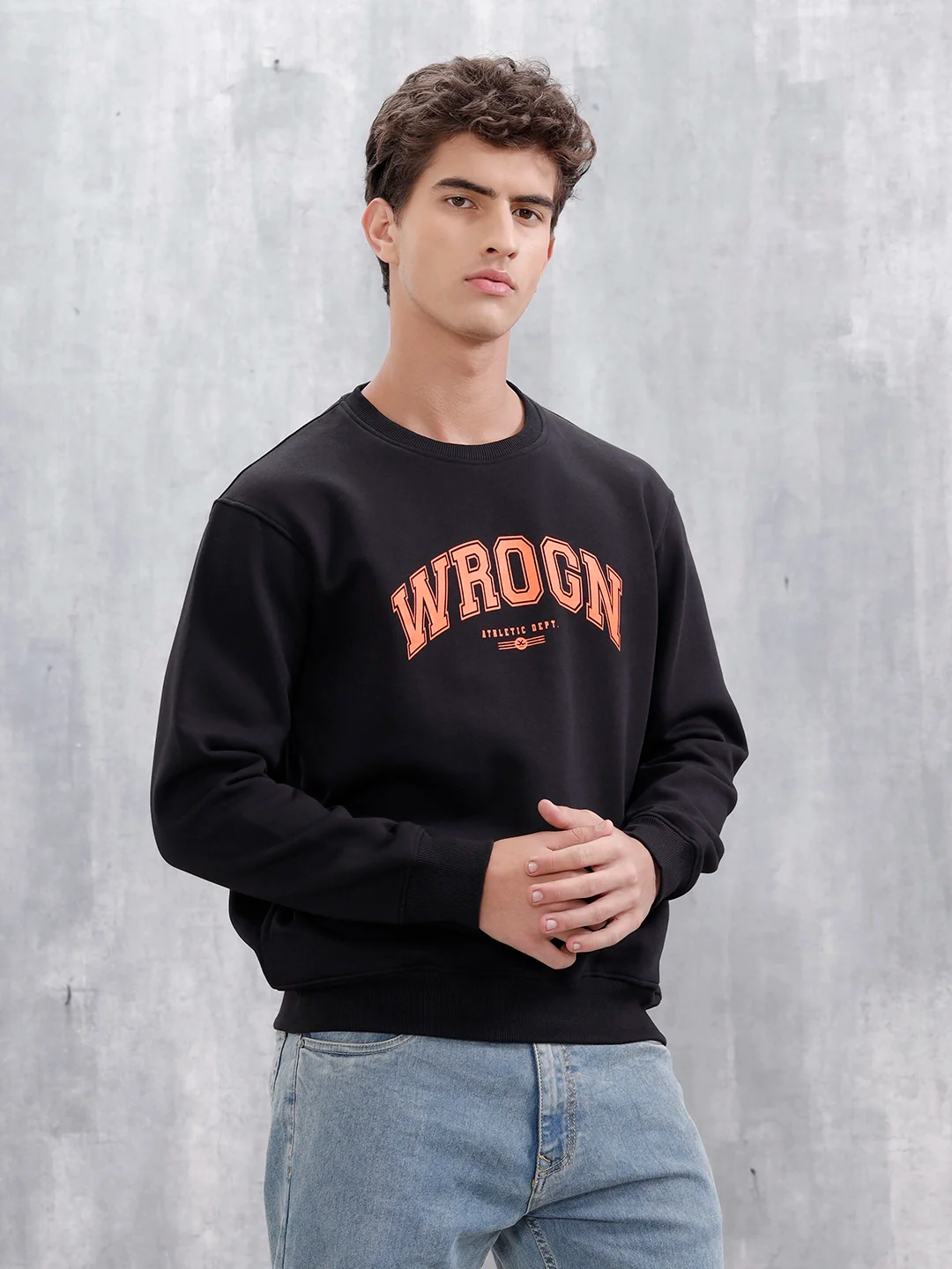 Wrogn Graphic Printed Comfort Fit Sweatshirt | Black - Image 6