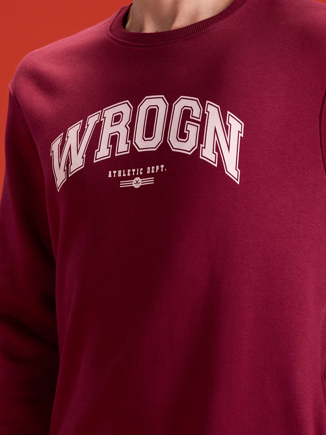 Wrogn Graphic Printed Comfort Fit Sweatshirt | Maroon - Image 6