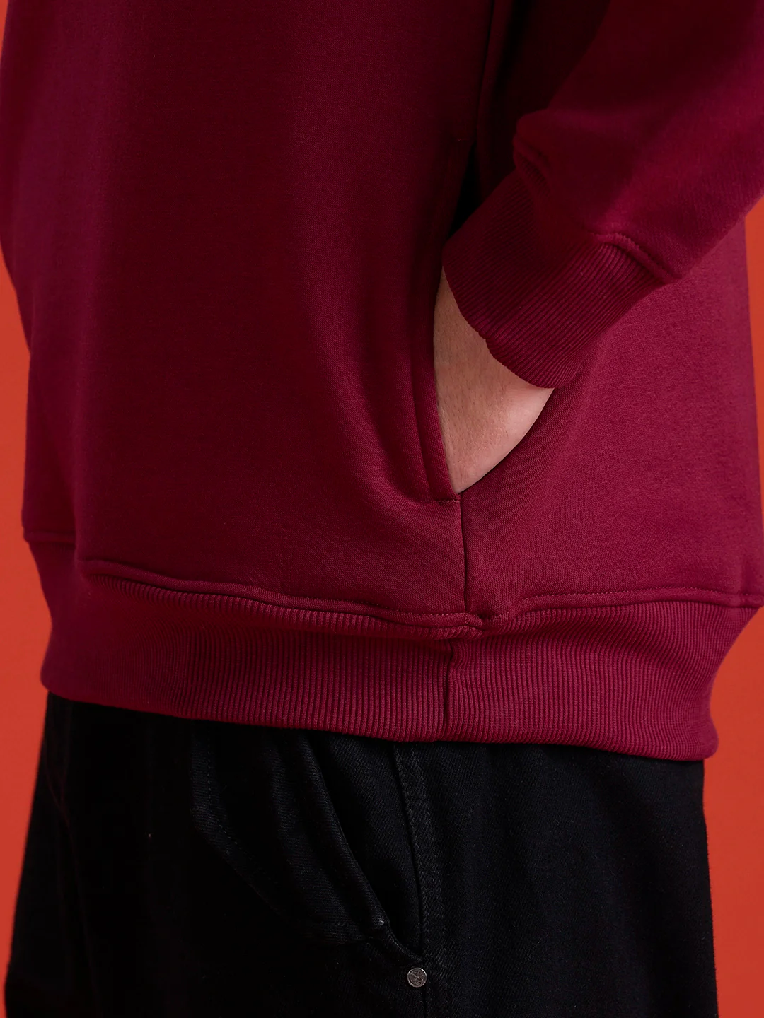 Wrogn Graphic Printed Comfort Fit Sweatshirt | Maroon - Image 7