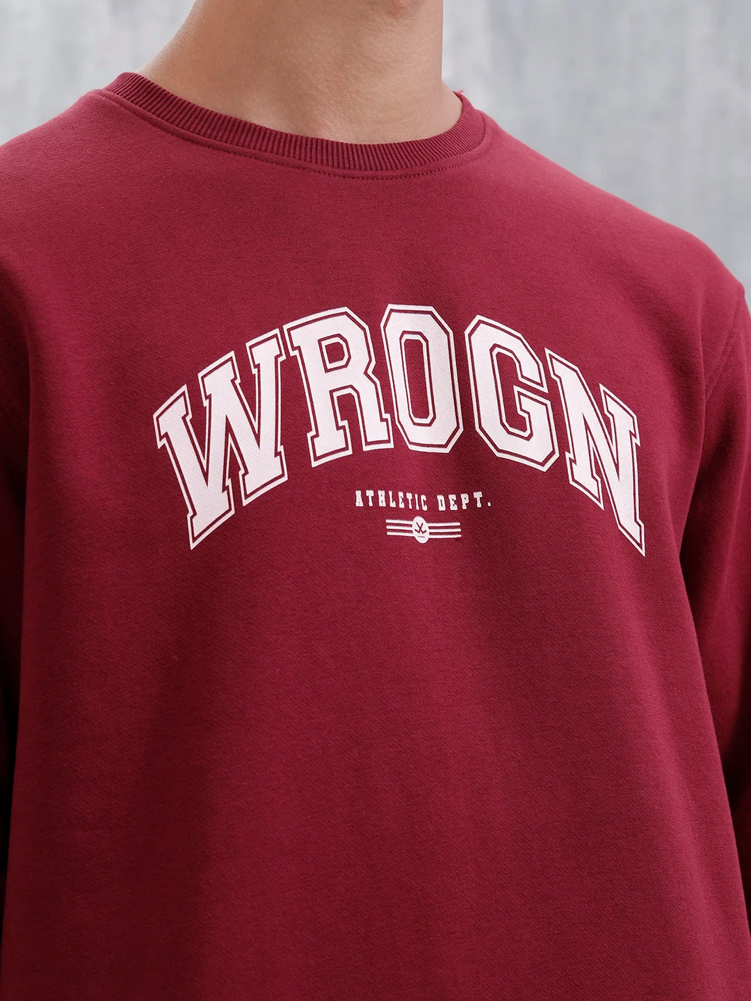 Wrogn Graphic Printed Comfort Fit Sweatshirt | Maroon - Image 8