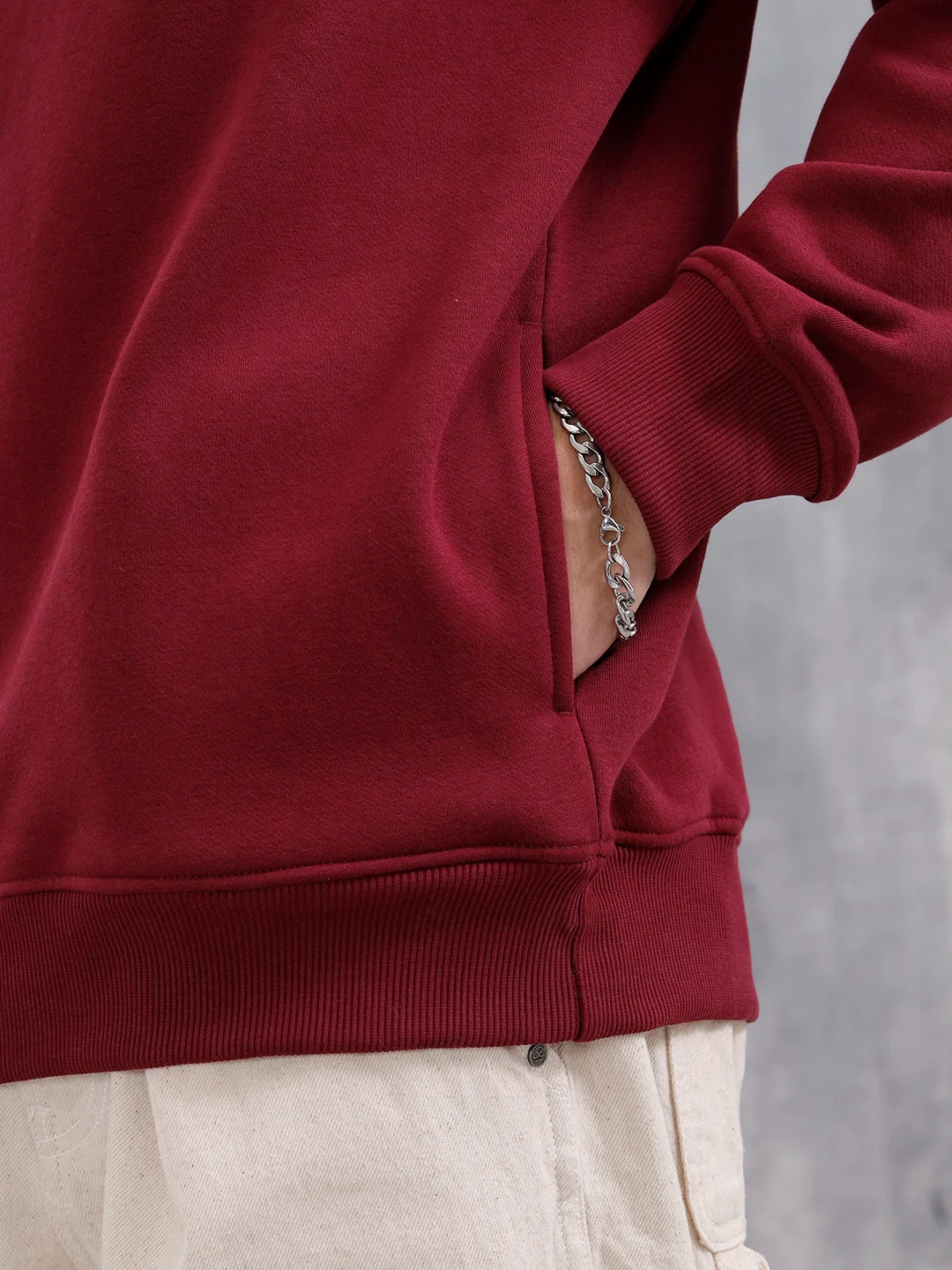 Wrogn Graphic Printed Comfort Fit Sweatshirt | Maroon - Image 9