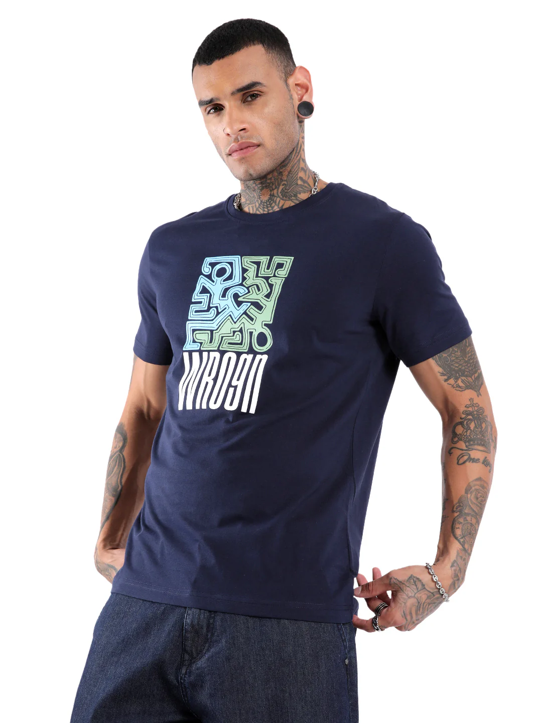 Wrogn Grooves Chest Printed T-Shirt - Image 4