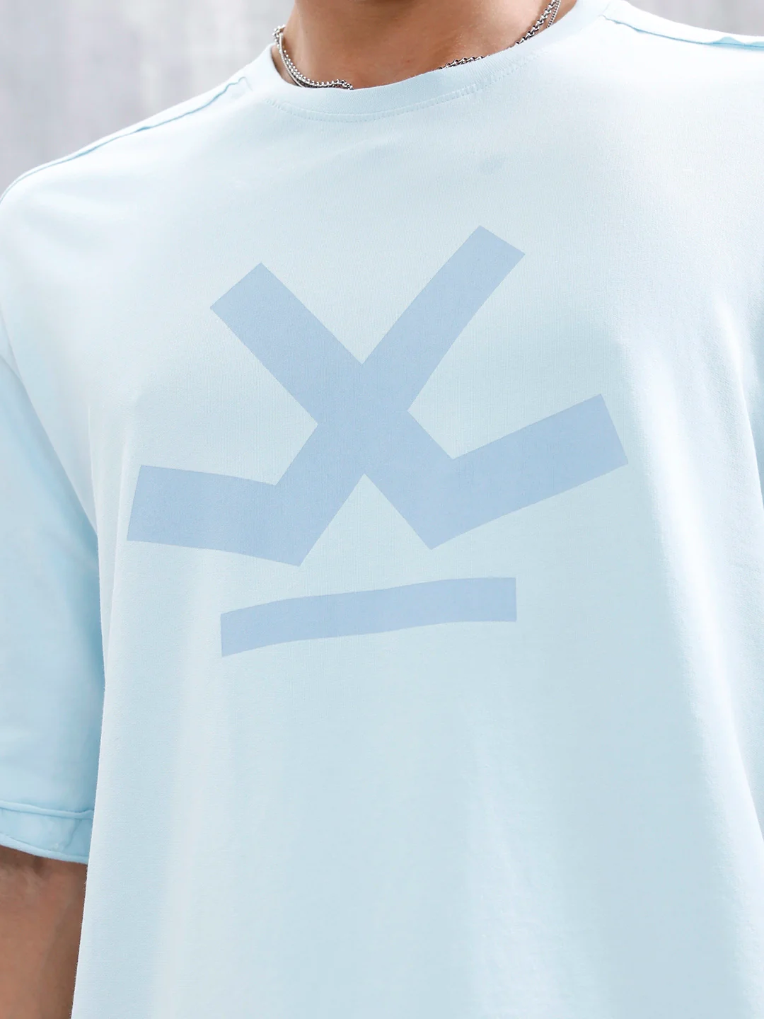 Wrogn Logo Raw-Edged Tee | Light Blue - Image 5