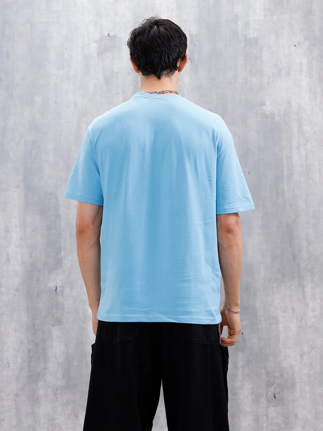 Wrogn Men’s Oversized Graphic Print T-Shirt | Blue - Image 3