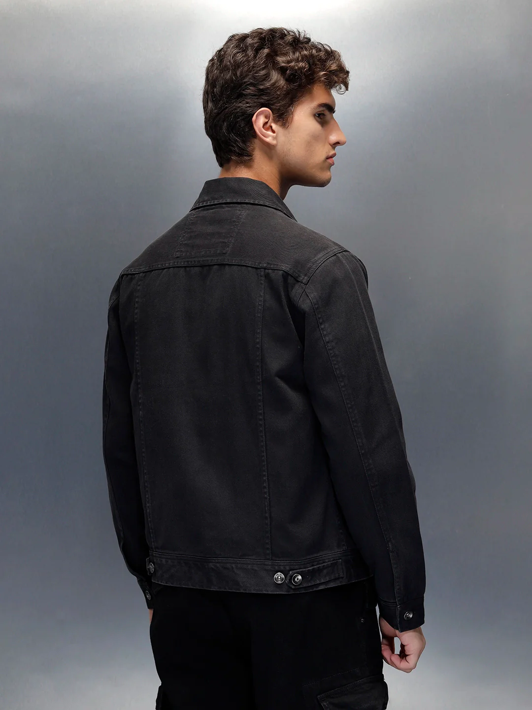 Wrogn Men’s Washed Denim Jacket  |  Dark Stone - Image 3