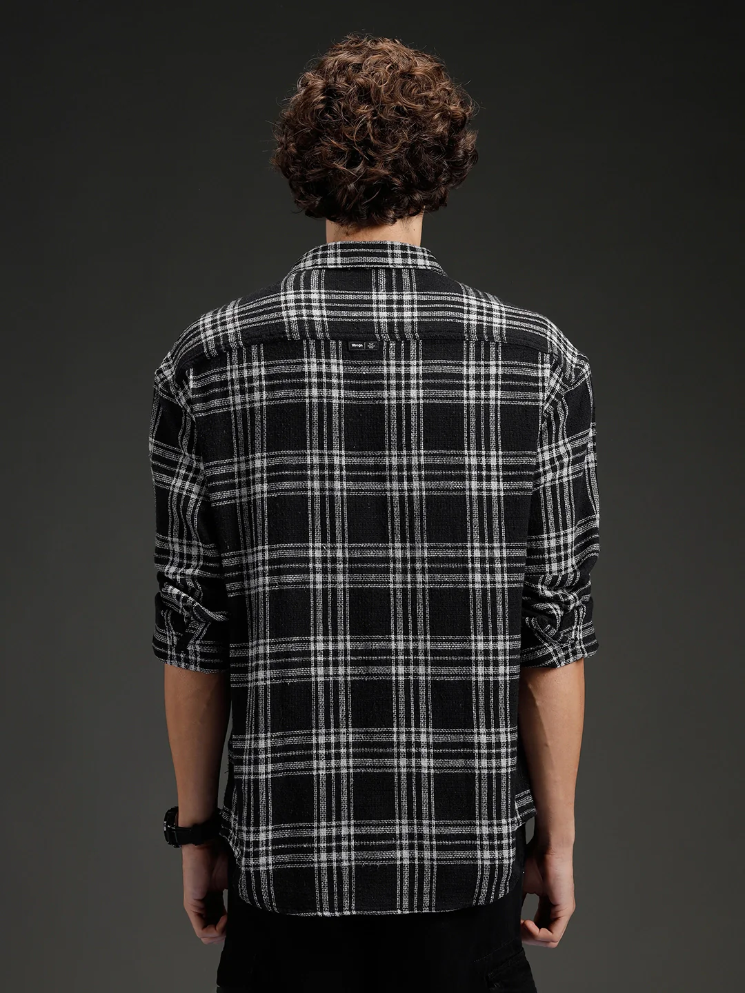 Wrogn Men's Casual Checkered Shirt | Black - Image 3