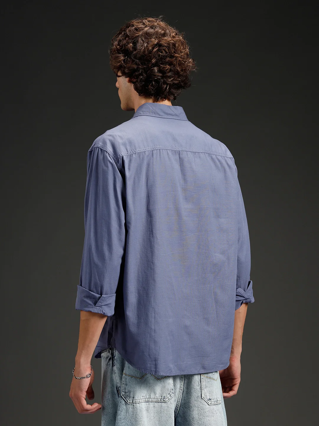 Wrogn Men's Casual Comfort Fit Double Pocket Shirt | Grey - Image 3