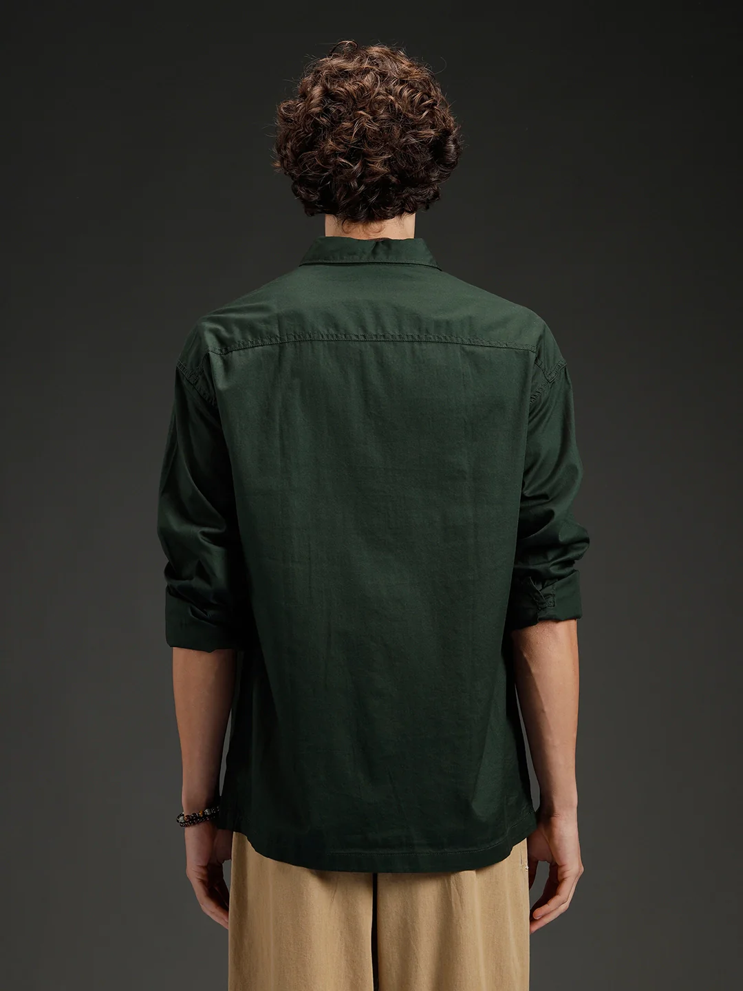Wrogn Men's Casual Oversized Shirt | Green - Image 3