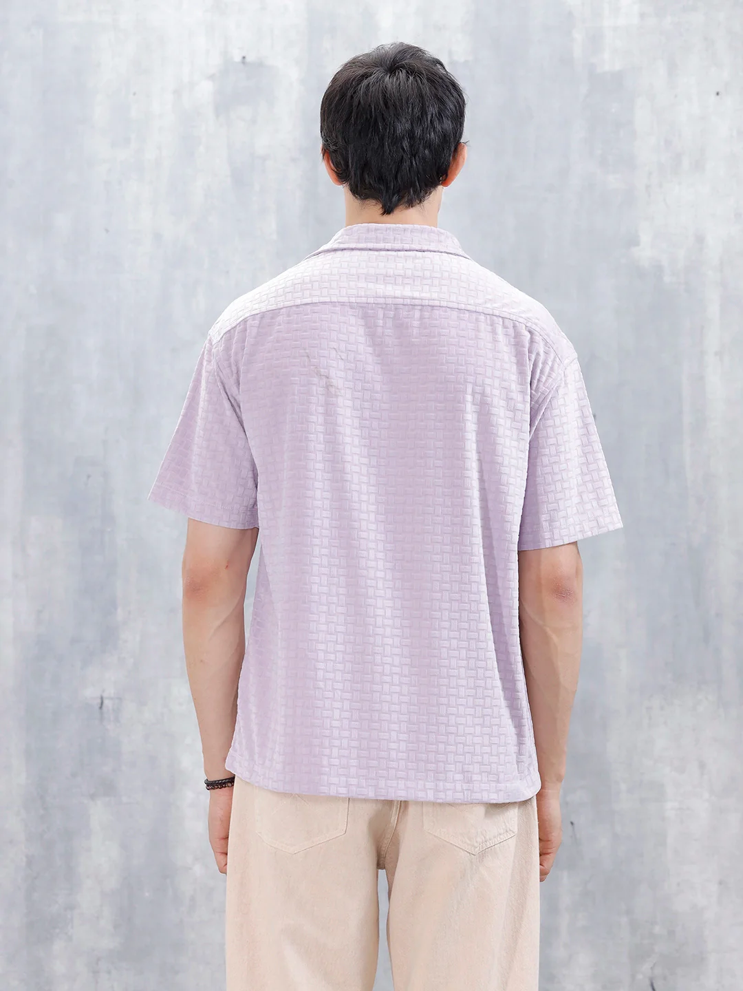 Wrogn Mens Casual Self Textured Oversized Shirt | Purple - Image 3