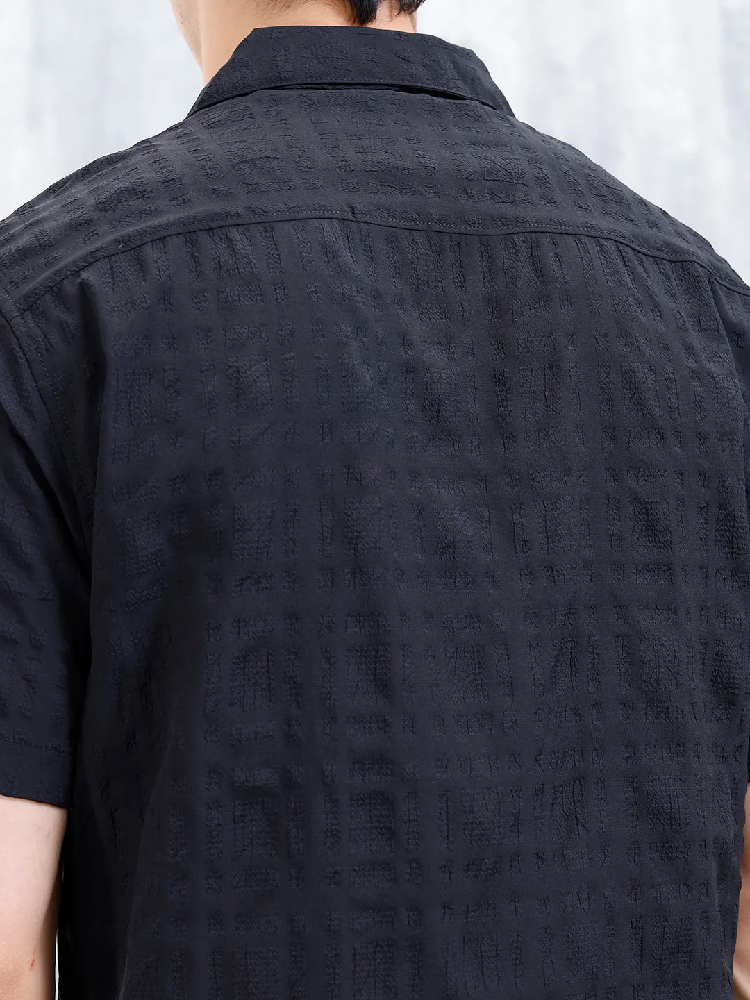 Wrogn Mens Casual Textured Comfort Fit Shirt | Black - Image 5