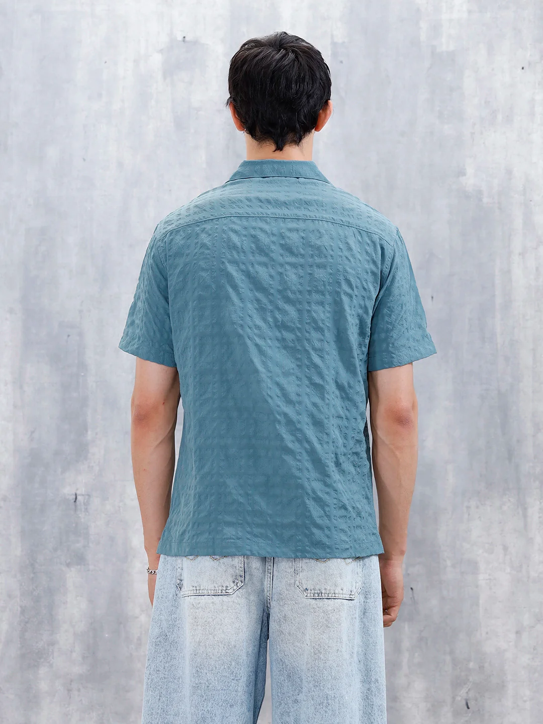Wrogn Mens Casual Textured Comfort Fit Shirt | Green - Image 3