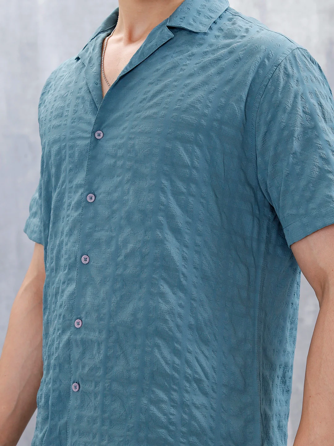 Wrogn Mens Casual Textured Comfort Fit Shirt | Green - Image 5