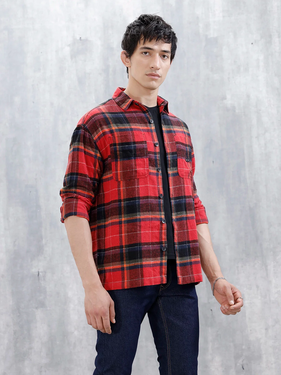 Wrogn Men's Checked Oversized Shirt | Red - Image 4