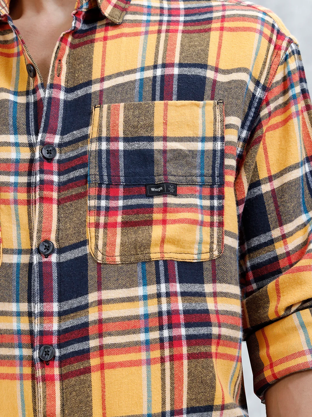 Wrogn Men's Checked Oversized Shirt | Yellow - Image 5