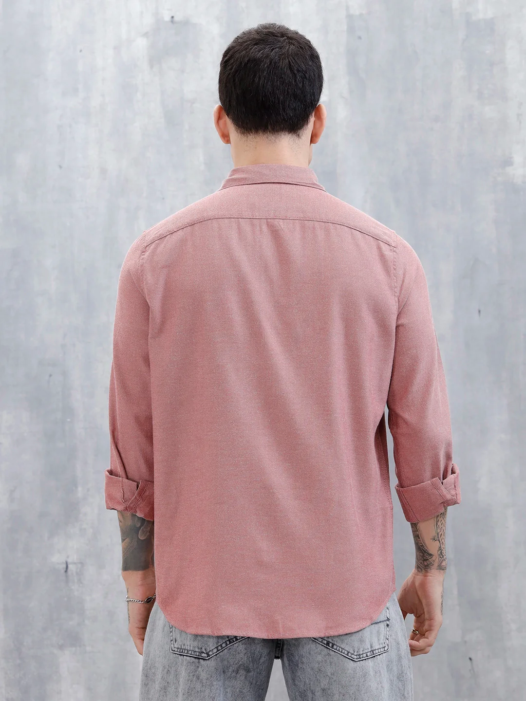 Wrogn Men's Classic Spread Collar Slim Fit Shirt | Red - Image 3
