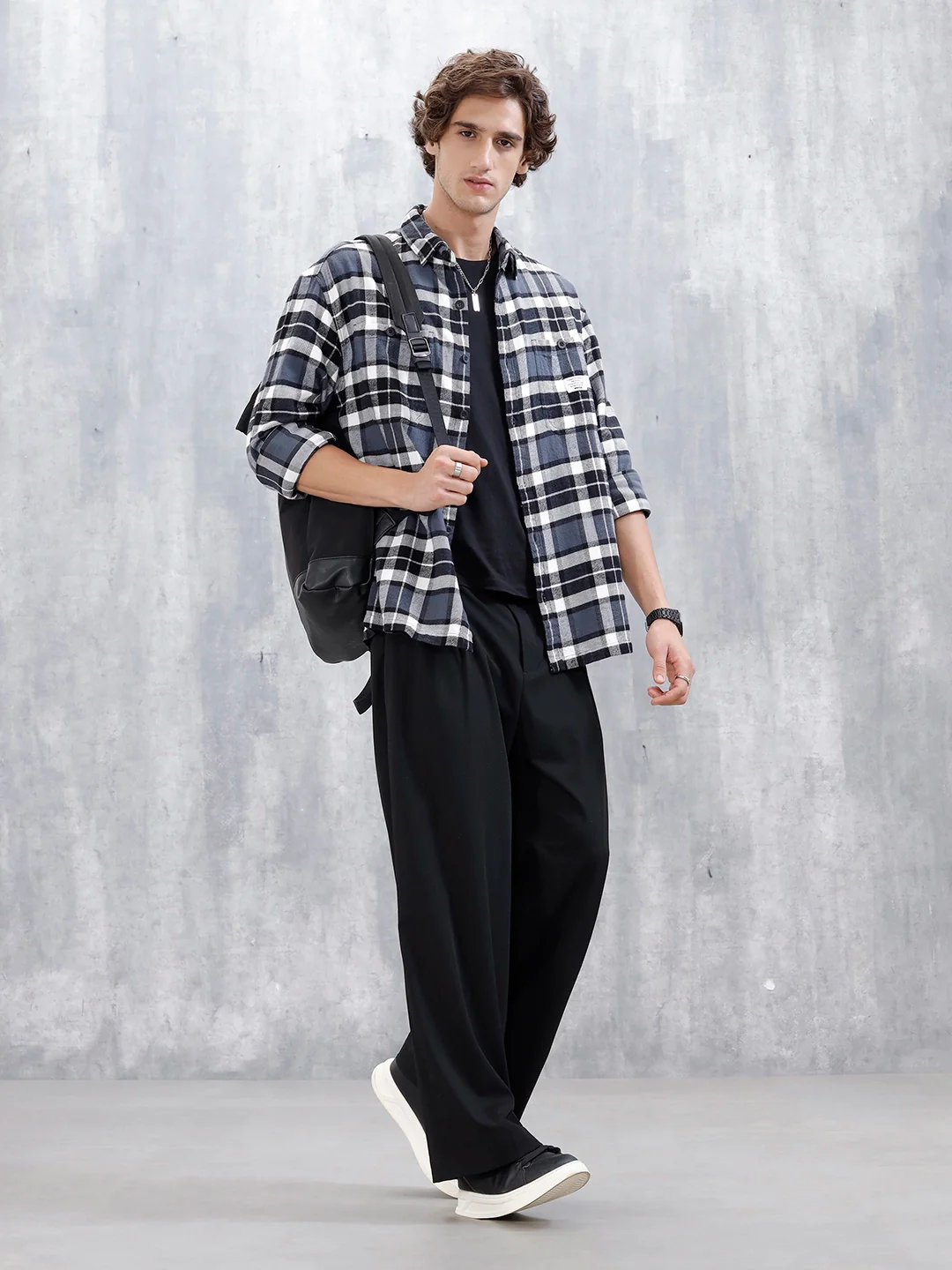 Wrogn Men's Oversized Checks Shirt | Grey - Image 2