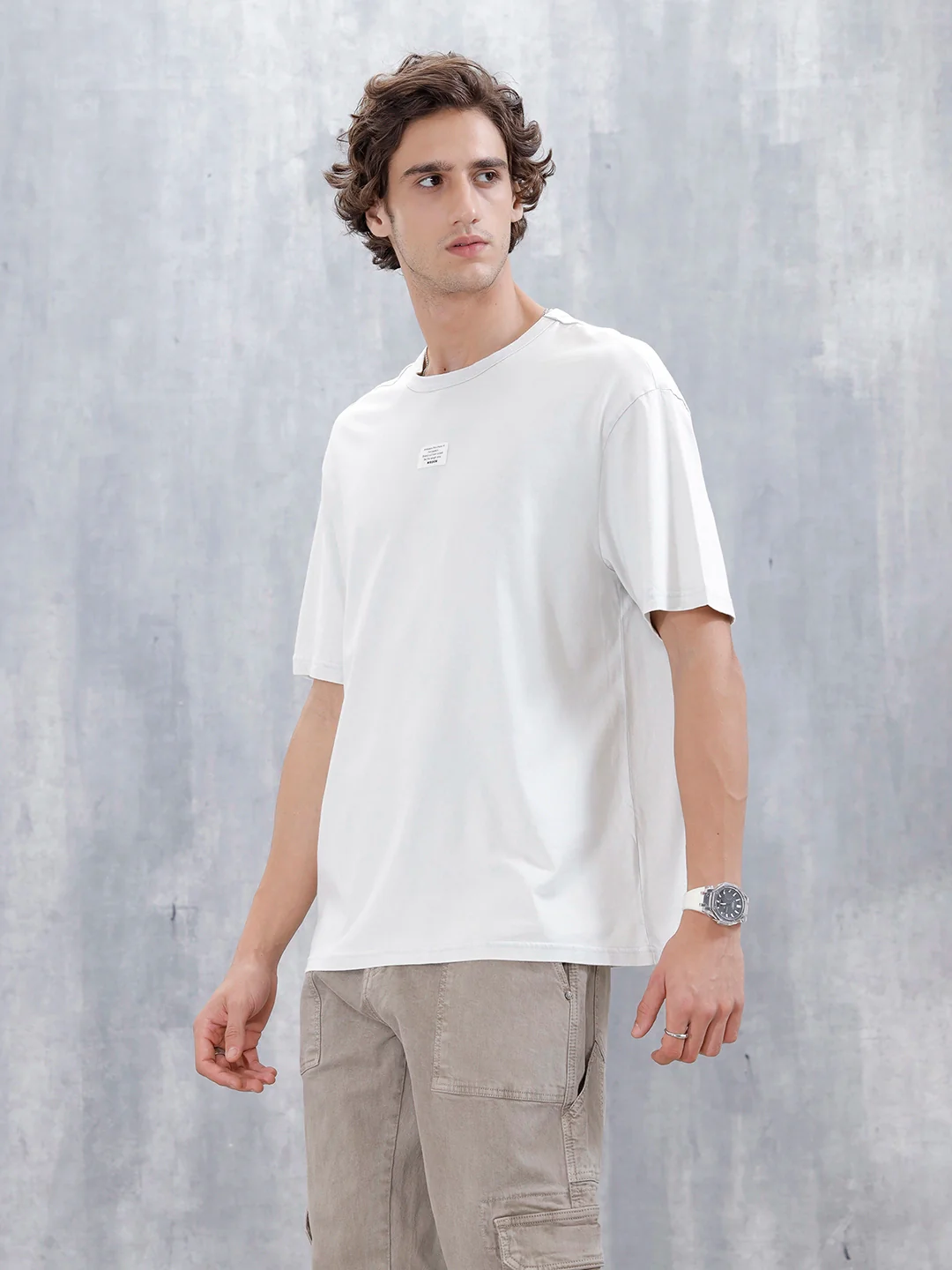 Wrogn Men's Oversized Printed Graphic T-Shirt | Grey - Image 4