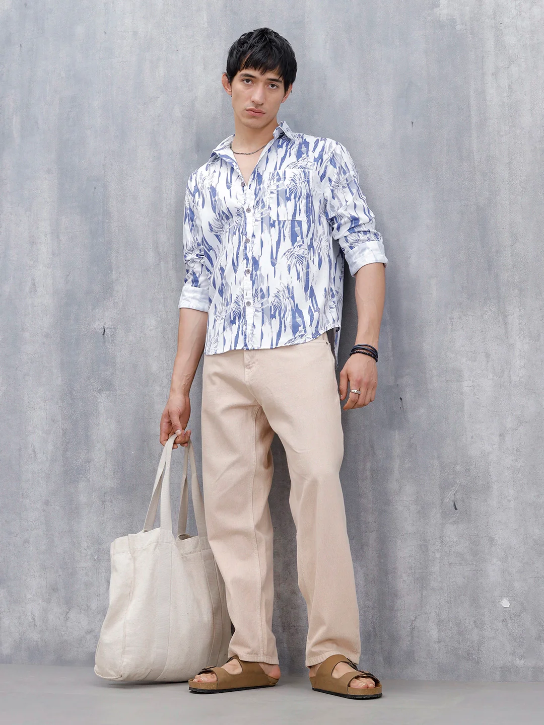 Wrogn Men's Printed Casual Shirt | Blue - Image 2
