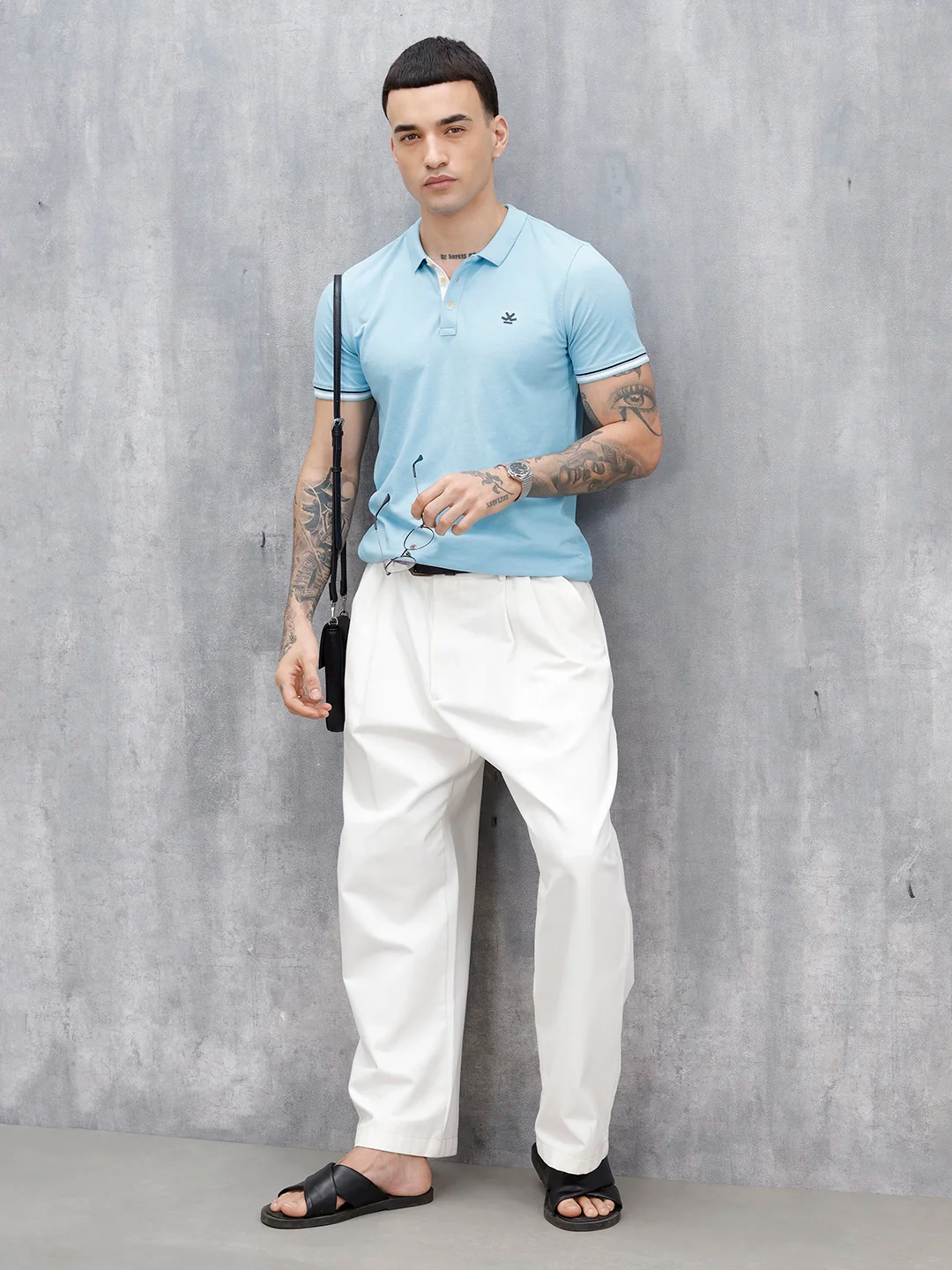 Wrogn Men's Refined Polo T-Shirt | Light Blue - Image 2
