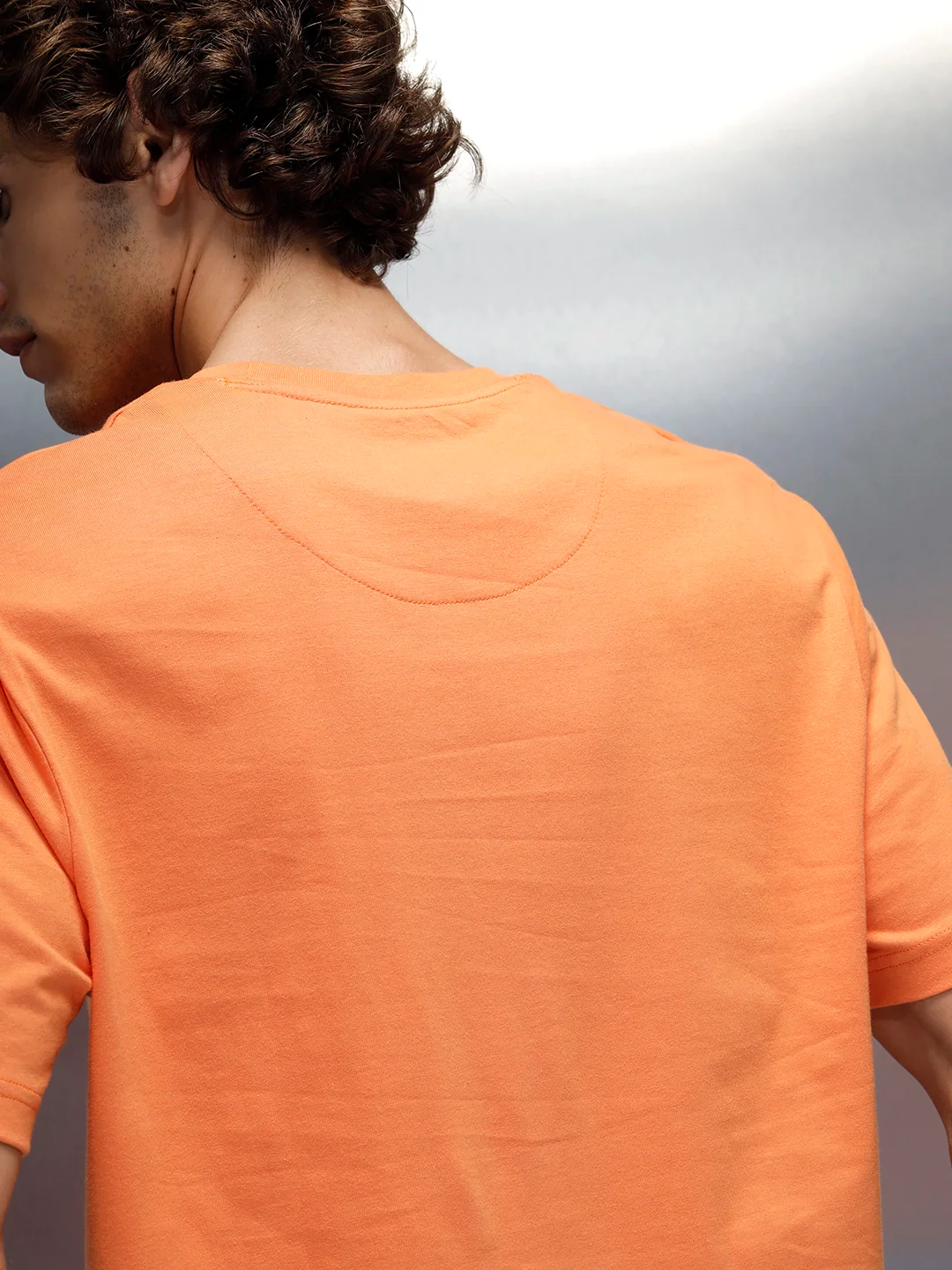 Wrogn Men's Regular Fit T-shirt with Chest Graphic | Orange - Image 5