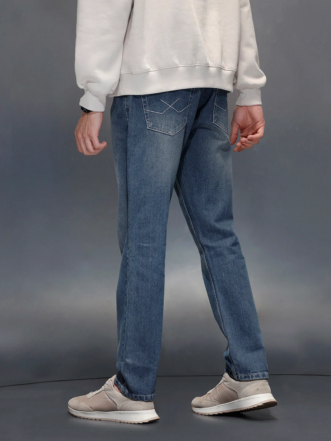 Wrogn Men's Relaxed fit Jeans | Light Blue - Image 3