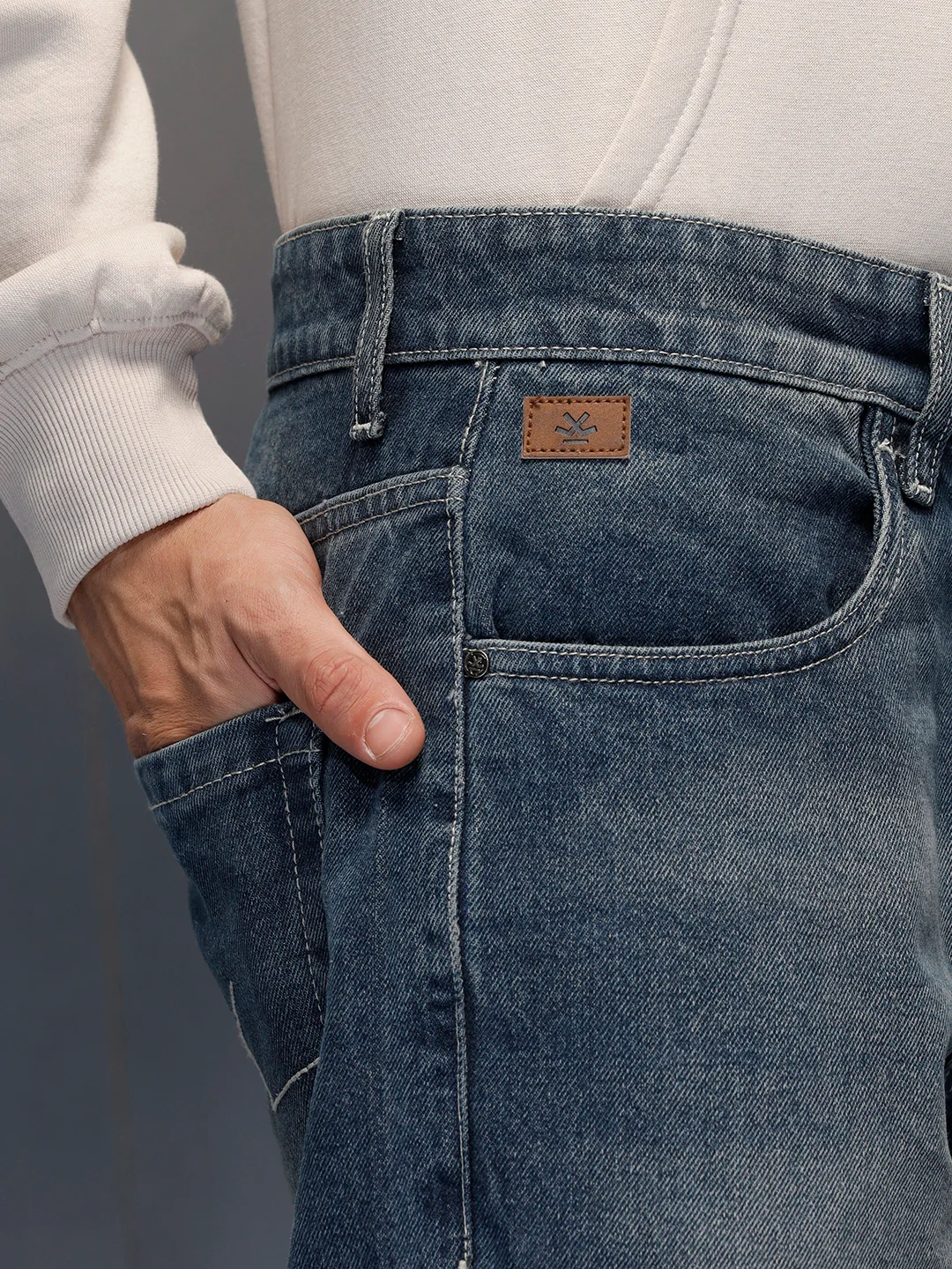 Wrogn Men's Relaxed fit Jeans | Light Blue - Image 5