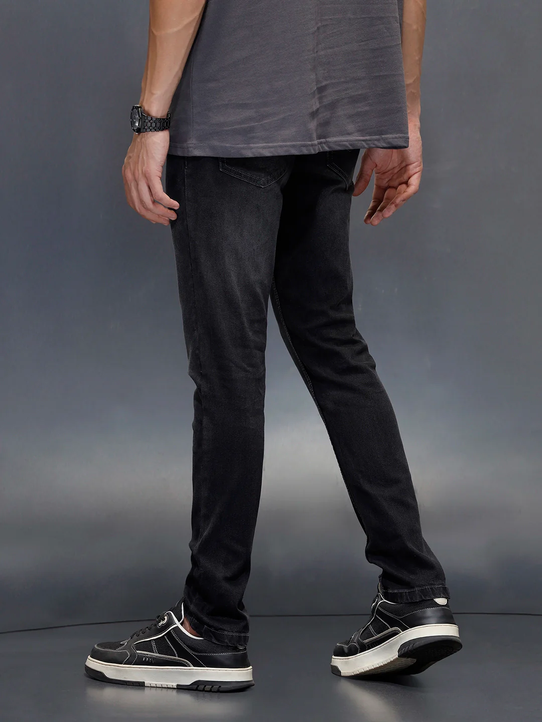 Wrogn Men's Slim Tapered Fit Jeans | Grey - Image 3