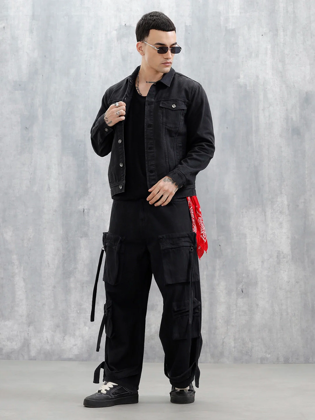 Wrogn Men's Solid Casual Denim Jacket | Black - Image 2