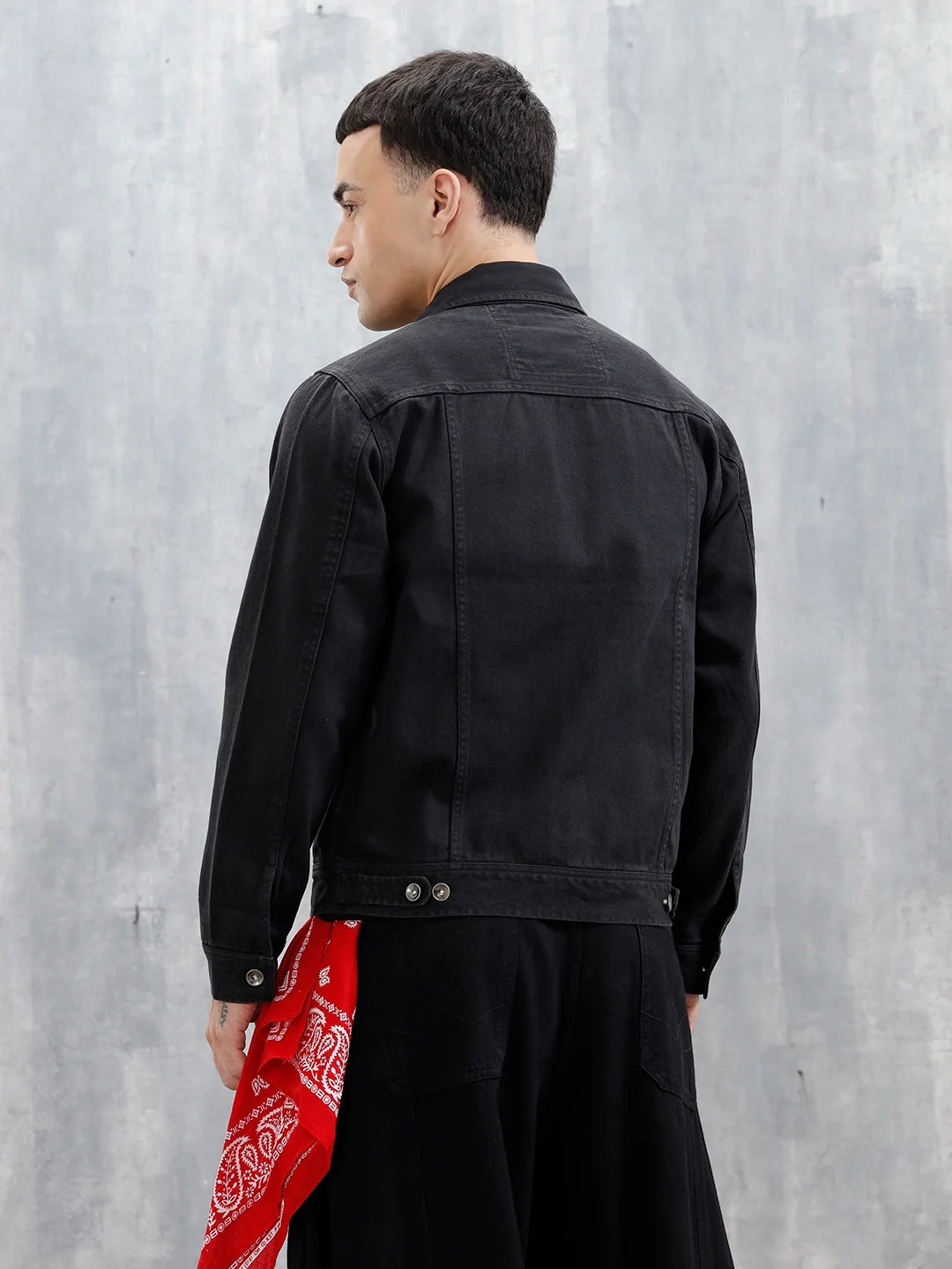 Wrogn Men's Solid Casual Denim Jacket | Black - Image 3