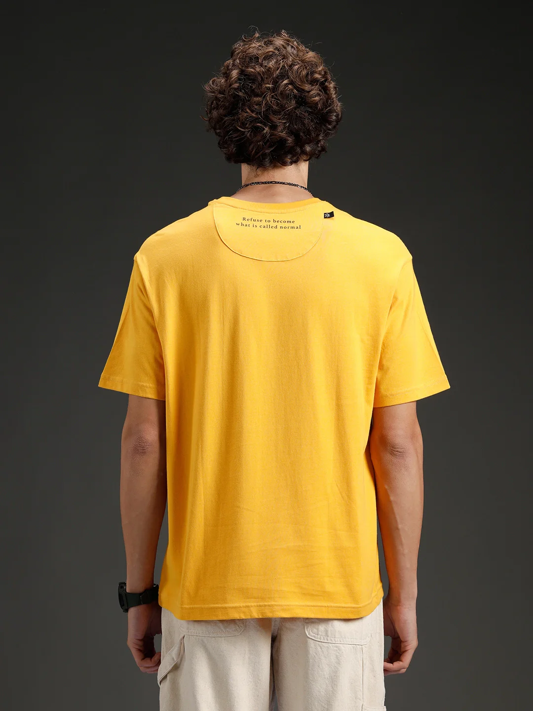 Wrogn Men's Solid Casual Oversized Tee | Orange - Image 3
