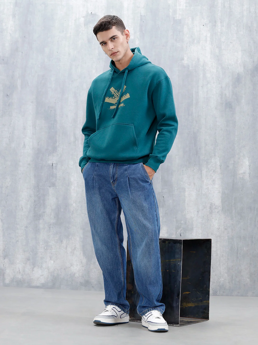 Wrogn Oversized Graphic Hoodie For Men | Teal - Image 10