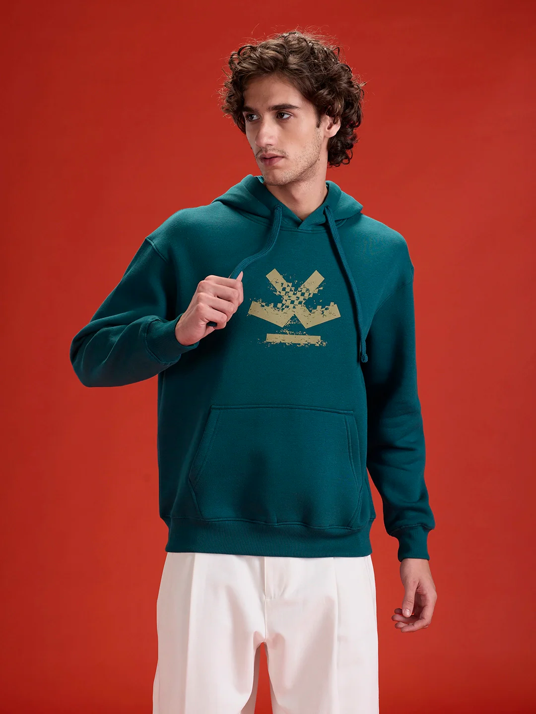 Wrogn Oversized Graphic Hoodie For Men | Teal - Image 7