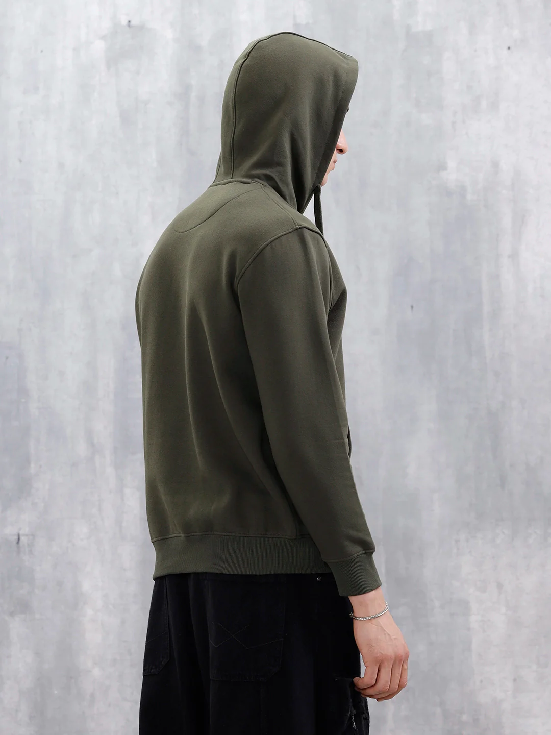 Wrogn Oversized Graphic Hoodie For Men | Olive - Image 3