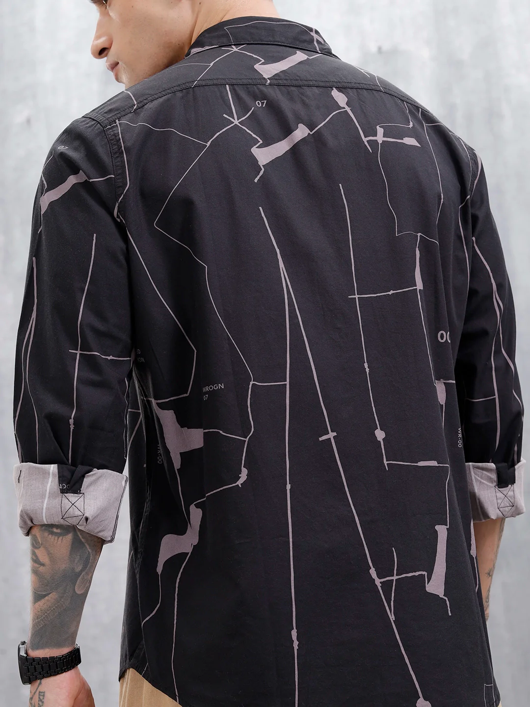 Wrogn Regular Fit Printed Casual Shirt | Black - Image 5
