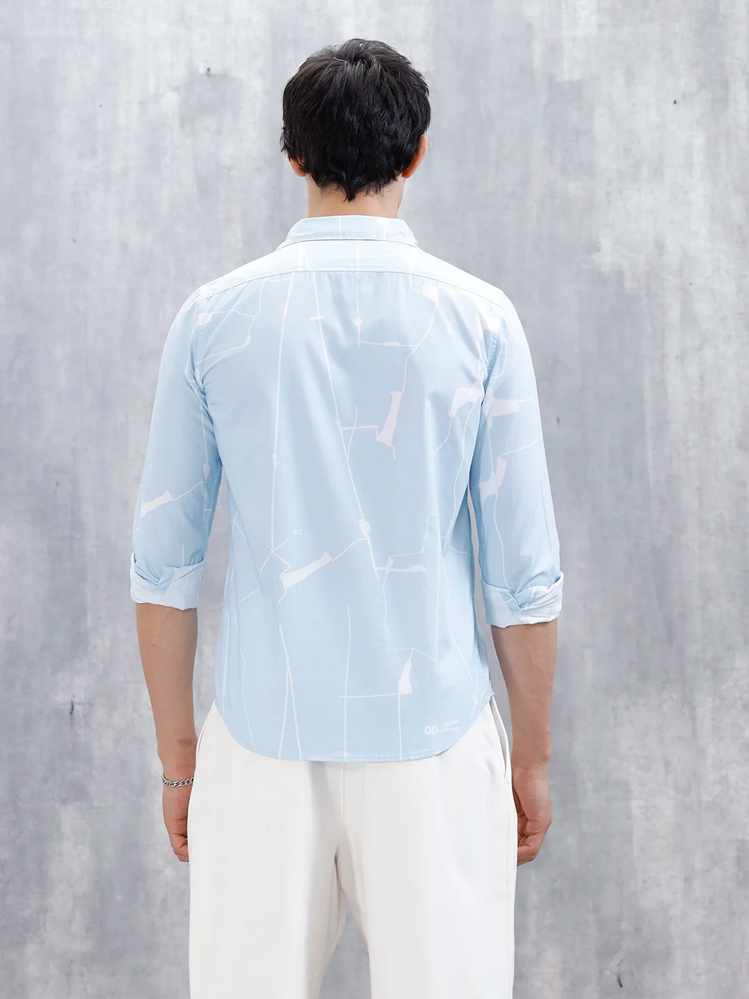 Wrogn Regular Fit Printed Casual Shirt | Blue - Image 3