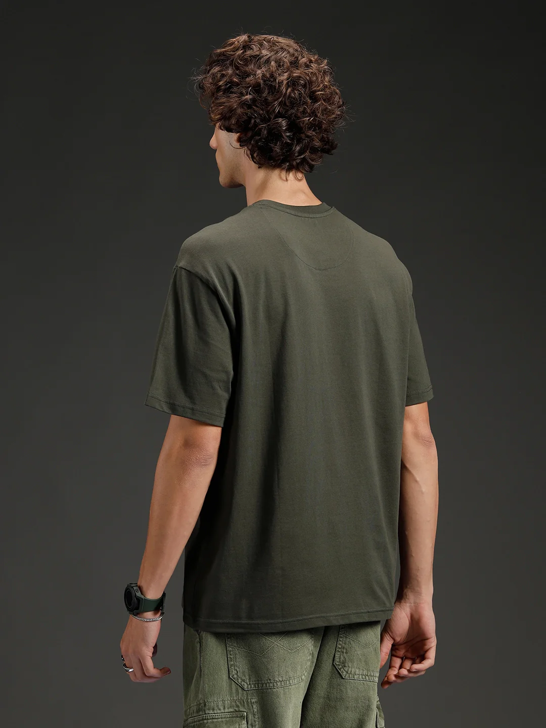 Wrogn Solid Oversized Tshirt | Green - Image 3
