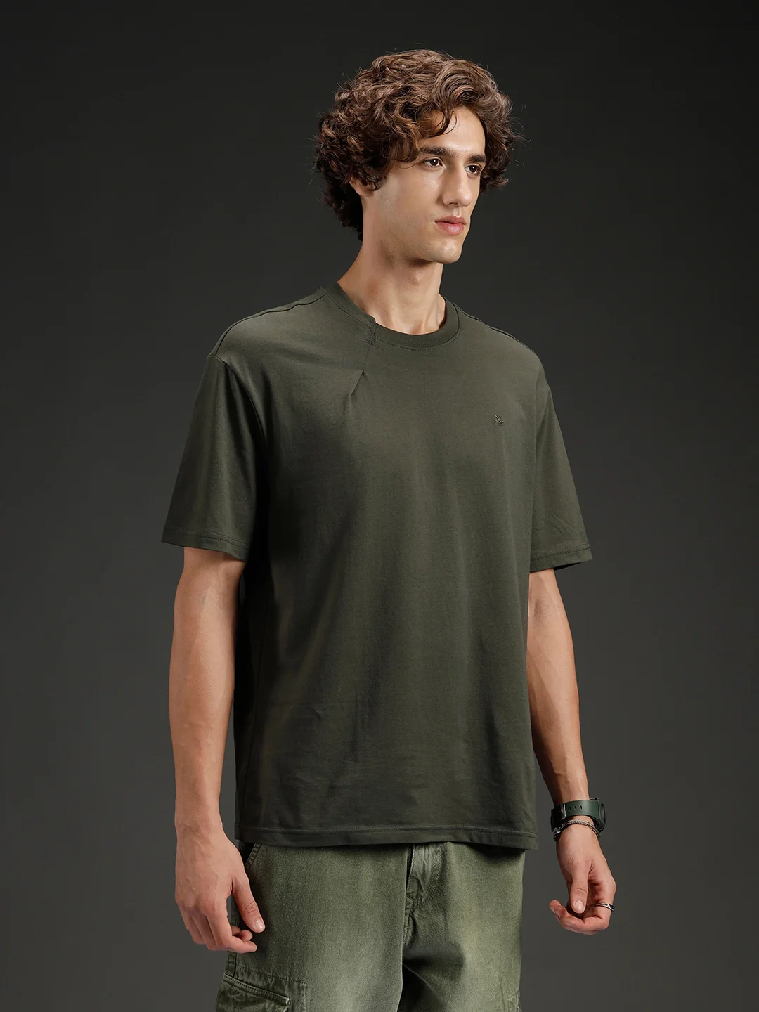 Wrogn Solid Oversized Tshirt | Green - Image 4