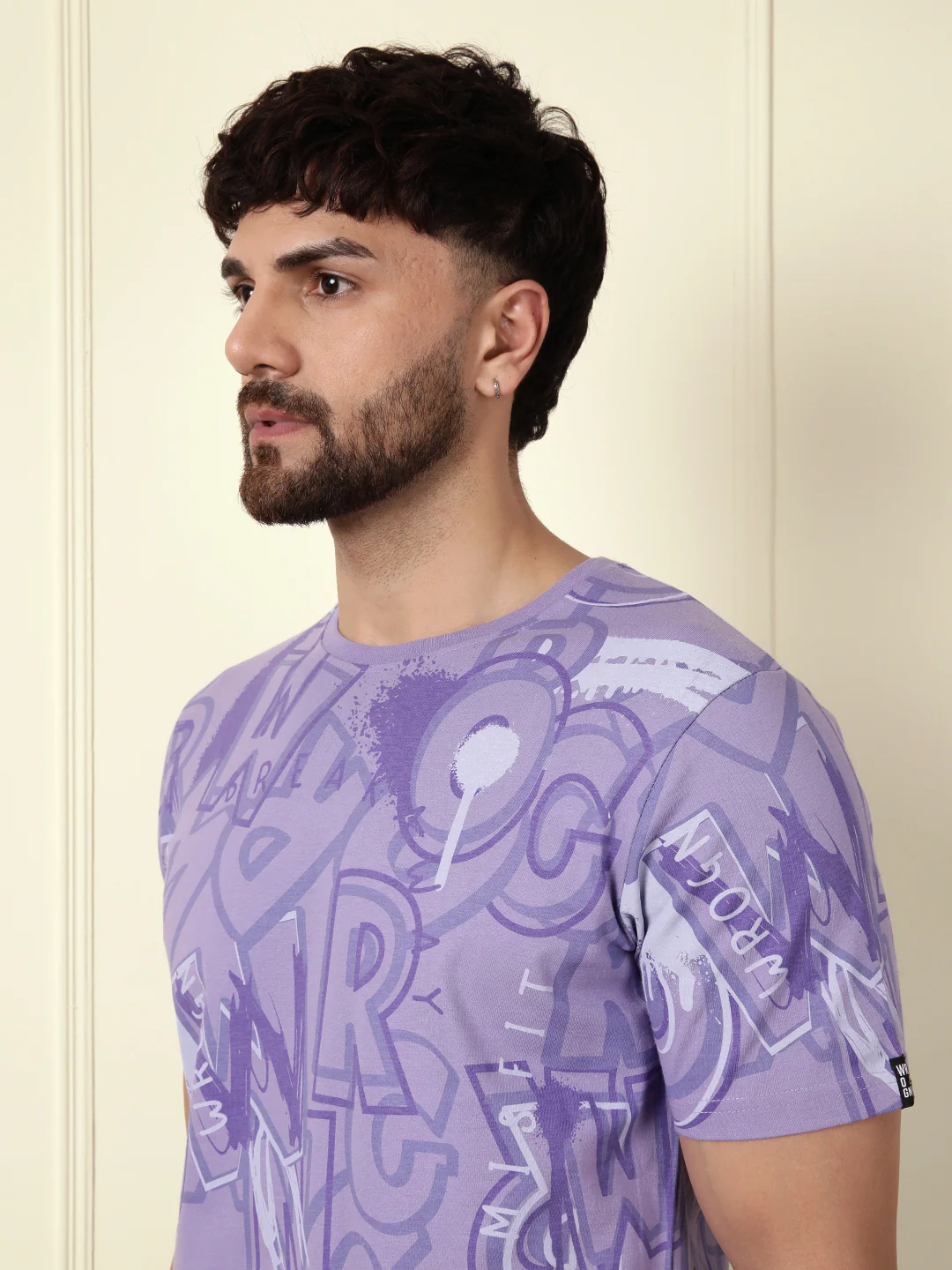 Graffiti AOP Slim Fit T-Shirt | Purple - Image 5